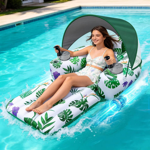 GIGIGO Motorized Pool Float for Adults, Rechargeable Electric Lounger | Rechargeable, Inflatable Lounger, Dual Power System, 360° Steering, Adult Size, Pool Toys for Lake, River, Party, Vacation
